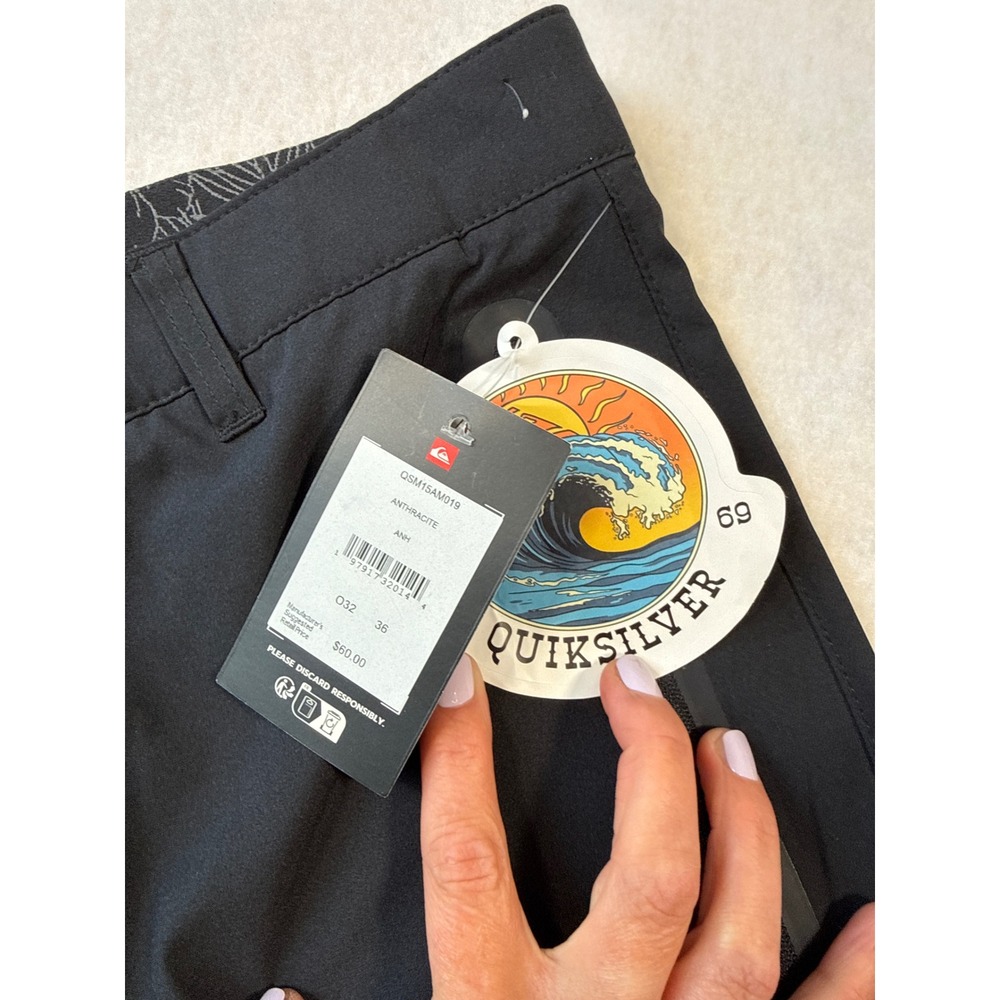 Quiksilver shorts Mens size 36 Hybrid Black Quick Dry Board water Shorts NWT $60 - Picture 7 of 9